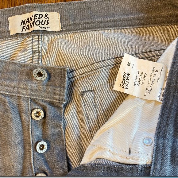 Naked and Famous Selvedge Denim Grey - Picture 2 of 7